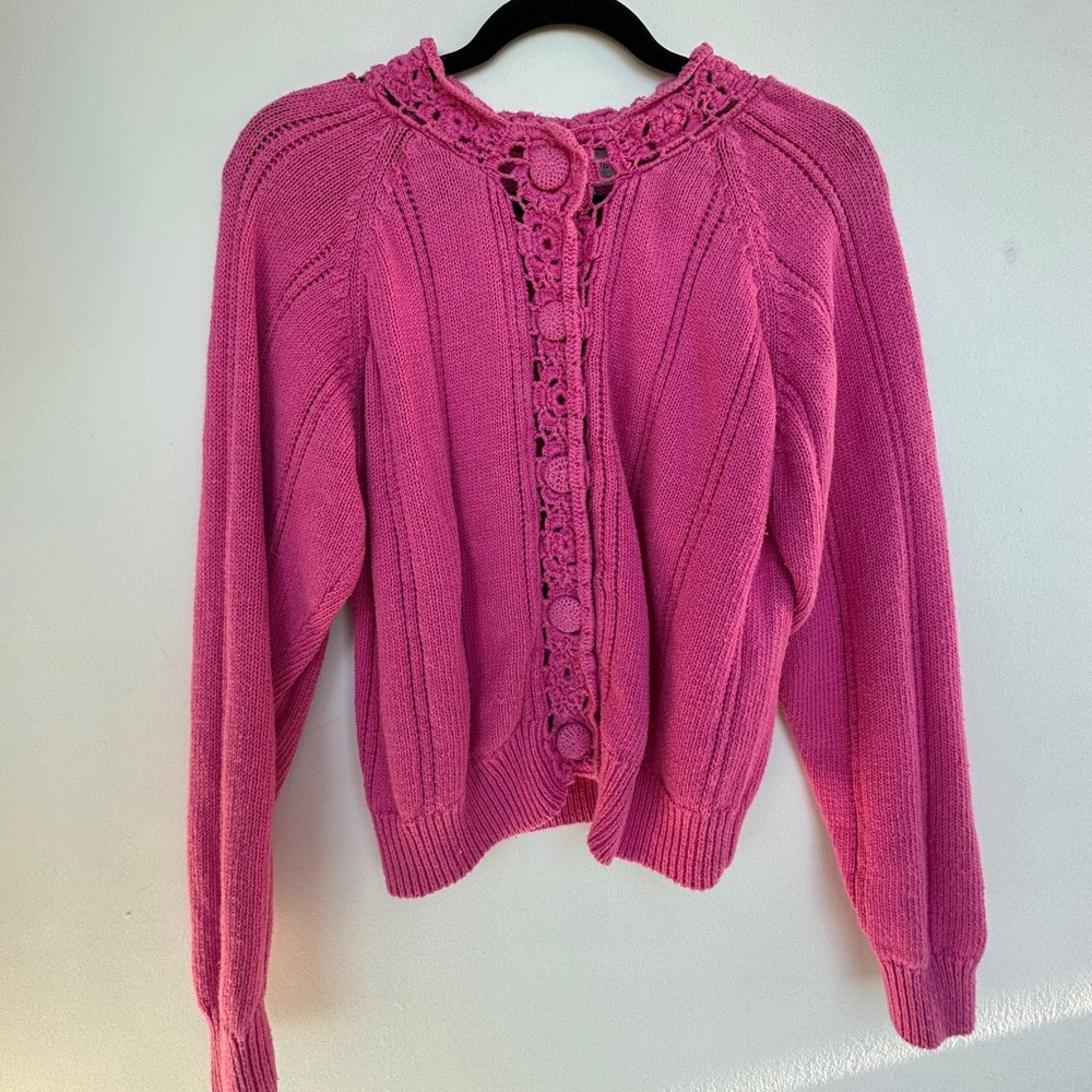 Vintage pink granny crochet cardigan